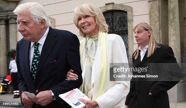 Gunther Sachs , his wife Mirja and son Halifax attend the operetta "Weisses Roessl" at the Thurn und Taxis castle festival on June 29 in Regensburg,...