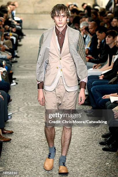 Model walks the catwalk during the Comme Des Garcons Homme Plus fashion show as part of Spring Summer 2008 Paris Menswear fashion week on June 29,...