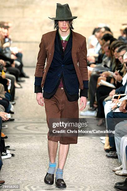 Model walks the catwalk during the Comme Des Garcons Homme Plus fashion show as part of Spring Summer 2008 Paris Menswear fashion week on June 29,...