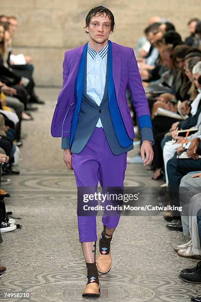 Model walks the catwalk during the Comme Des Garcons Homme Plus fashion show as part of Spring Summer 2008 Paris Menswear fashion week on June 29,...