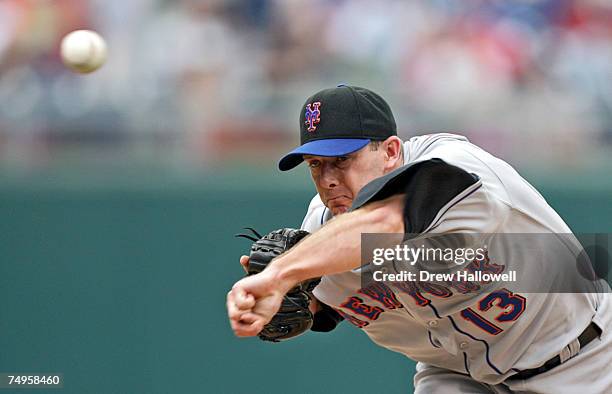 Billy Wagner of the New York Mets throws a pitch in the ninth inning during the game against the Philadelphia Phillies at Citizens Bank Park June 29,...