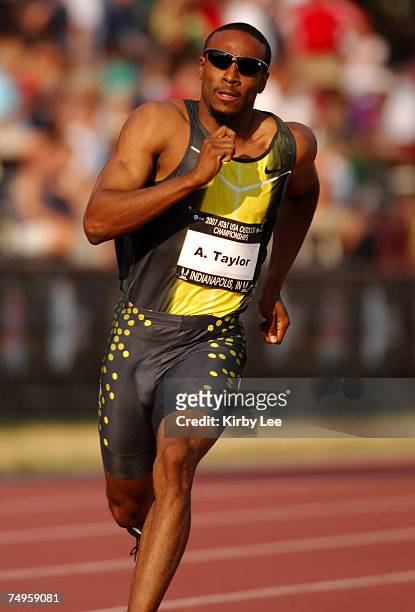 Angelo Taylor wins first-round heat of 400 meters in 45.44 in the USA Track & Field Championships at Carroll Stadium in Indianapolis, Ind. On...