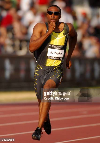 Angelo Taylor wins first-round heat of 400 meters in 45.44 in the USA Track & Field Championships at Carroll Stadium in Indianapolis, Ind. On...