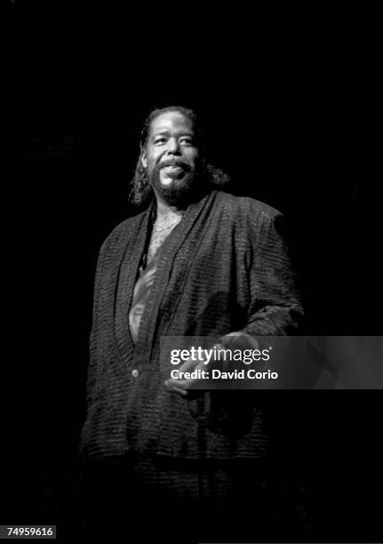 Soul singer Barry White performs live at the Royal Albert Hall on April 11 in London, England.