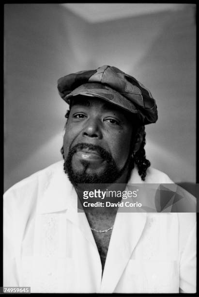 Soul singer Barry White poses for a portrait on October 26 at the Inn On The Park in London, England.