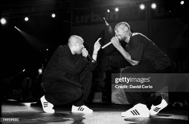 American hip hop group Run DMC performing at Madison Square Garden New York City on 5 October 1995.