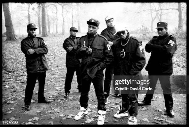 Member of the security organization S1W or 'Security Of The First World', S1W, Professor Griff, Chuck D, Terminator X, Flavor Flav, and another...