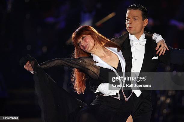 Katja Ebstein and Oliver Seefeldt perform at the dancing competition show "Let's Dance" on TV station RTL with German celebrities and professional...