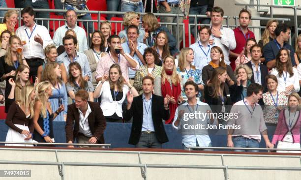 Chelsy Davy, HRH Prince Harry, HRH Prince William and Kate Middleton during The Concert For Diana held at Wembley Stadium on July 1, 2007 in London....