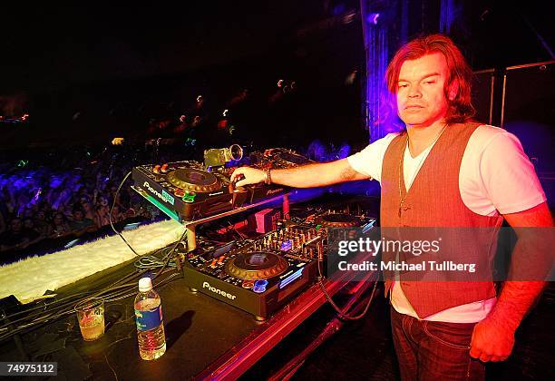 Producer Paul Oakenfold spins at the 11th annual Electric Daisy Carnival massive rave, held at the Los Angeles Coliseum on June 30, 2007 in Los...