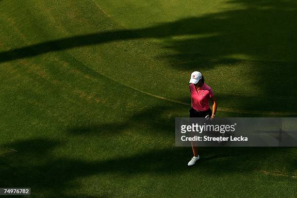 Lorena Ochoa of Mexico walks to her ball on the 18th hole during the final round of the U.S. Women's Open Championship at Pine Needles Lodge & Golf...