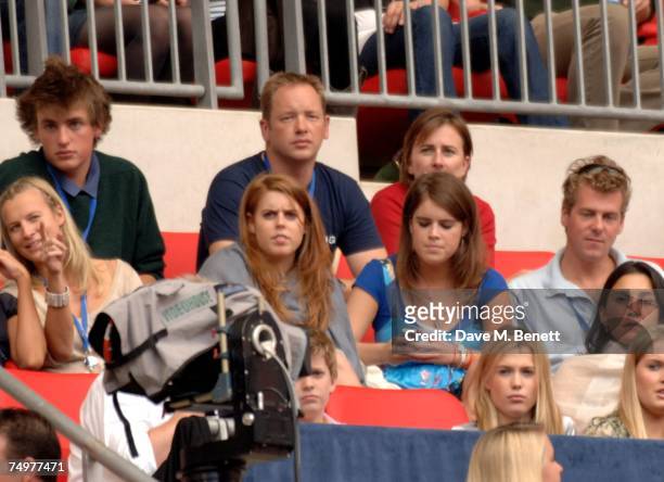 Princesses Beatrice and Eugenie attend the Concert For Diana, at Wembley Stadium July 1, 2007 in London, England. The concert marks the 10th...