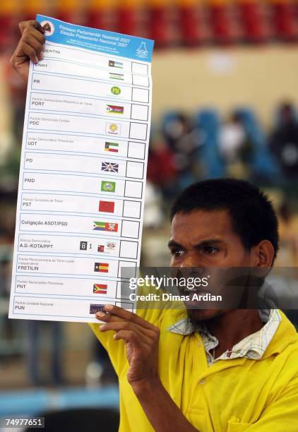 An election officer counts votes during vote counting two days after election voting in a counting center on July 2, 2007 in Dili, East Timor. East...