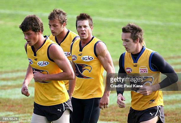 Ben Cousins of the Eagles looks on during a West Coast Eagles AFL training session held at Subiaco Oval July 2, 2007 in Perth, Australia.