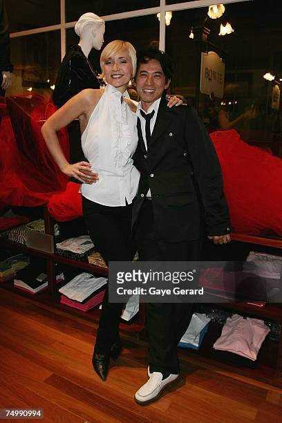Presenter Bessie Bardot and Designer Bowie attends the first birthday of Australian boutique store Bowie, at the Strand Arcade on July 3, 3007 in...