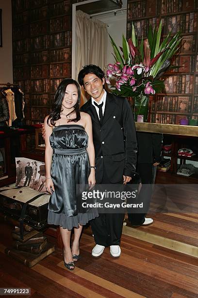 Designer Bowie and Jessica Kim attends the first birthday of his Australian boutique store Bowie, at the Strand Arcade on July 3, 3007 in Sydney,...