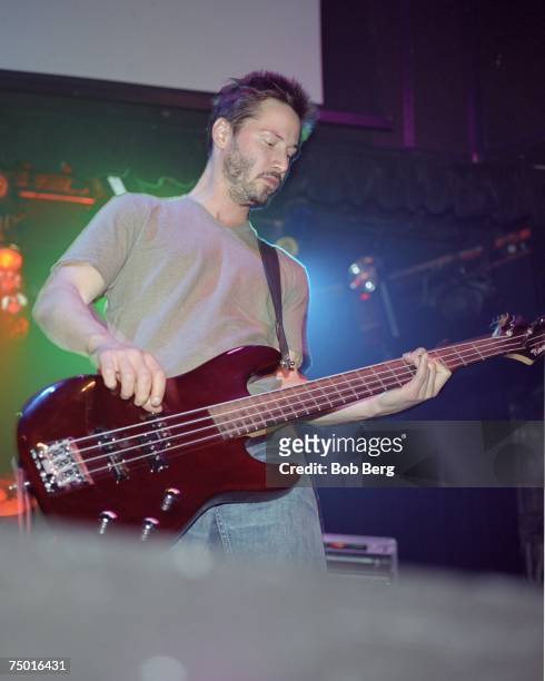 American rock band Dogstar bassist Keanu Reeves in a September 1999 performance at the Key Club in Los Angeles. California.
