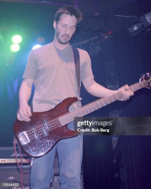 American rock band Dogstar bassist Keanu Reeves in a September 1999 performance at the Key Club in Los Angeles. California.