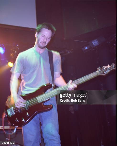 American rock band Dogstar bassist Keanu Reeves in a September 1999 performance at the Key Club in Los Angeles. California.