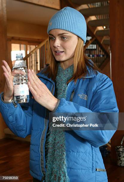 Emily Deschanel in The North Face and Evian Water