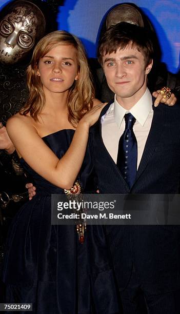 Emma Watson and Daniel Radcliffe attend the after party following the European film premiere of 'Harry Potter and the Order of the Phoenix', at the...