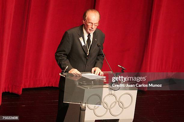 The President of the Guatemalan Organizing Committee Willi Kaltschmitt speaks during the opening ceremony of the 119th IOC session at the national...