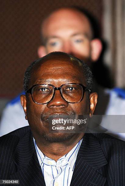 Former Rwandan Army Major Bernard Ntuyahaga attends 04 July 2007 the last day of his trial at a Brussels courthouse. The court is set to hand down a...