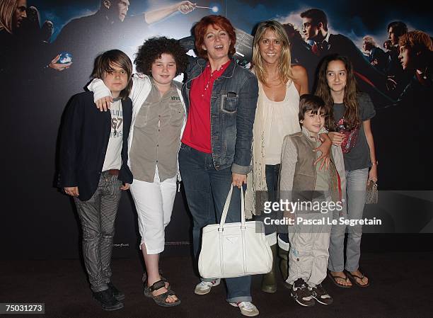 Actress V?ronique Genest and TV Presenter Rachel Bourlier and their children attend the Premiere for the David Yates's film "Harry Potter and the...