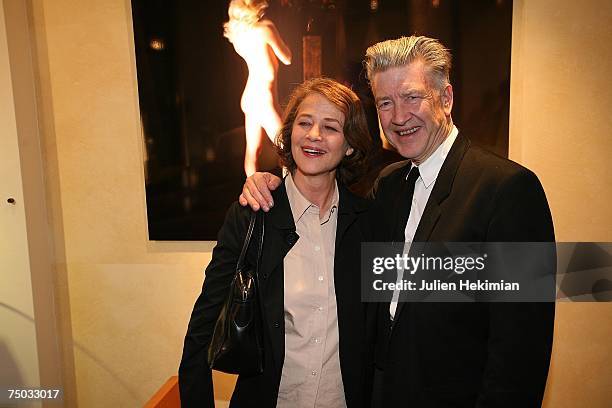 Charlotte Rampling and David Lynch at the opening of the Christian Louboutin/David Lynch cocktail party at the Galerie du Passa on July 4, 2007 in...