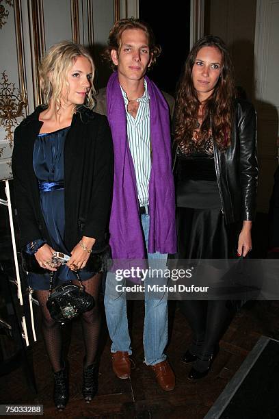 Eugenia Niarchos, Andreas Casiraghi, and Tatiana Santo Domingo attend the Karl Lagerfeld party hosted by Dom Perignon at Lagerfeld's home on July 4,...