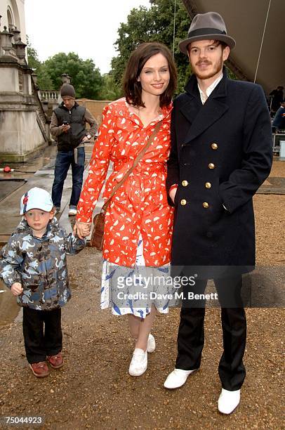Sophie Ellis Bextor and Richard Jones with their son attend the House Festival, at Chiswick House on July 5, 2007 in London, England.