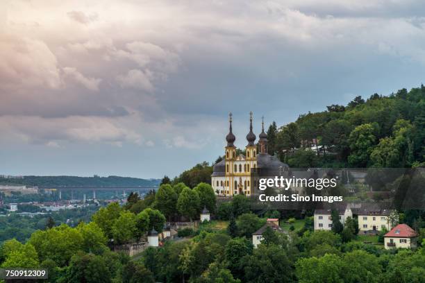 "view of pilgrimage church visitation of mary from fortress marienberg, wurzburg, germany" - marienberg stock pictures, royalty-free photos & images