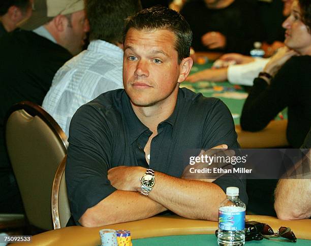 Actor Matt Damon competes in the Ante Up for Africa celebrity poker tournament during the World Series of Poker at the Rio Hotel & Casino July 5,...