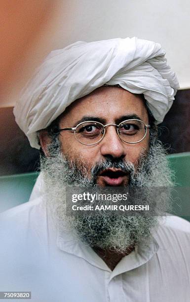 In this picture taken 23 June 2007, Pakistani cleric and deputy leader of the Lal Masjid Abdul Rashid Ghazi addresses a press conference in...