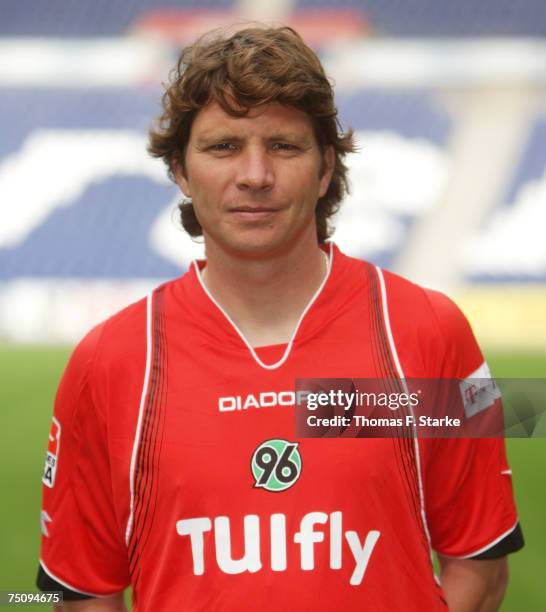 Michael Tarnat poses during the Bundesliga 1st Team Presentation of Hannover 96 at the AWD Arena on July 5, 2007 in Hanover, Germany.