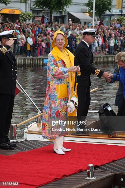 Queen Margarethe II of Denmark arrives to take part in the celebrations for the Queen Sonja of Norway's 70th Birthday on July 2007 in Arendal, Norway.