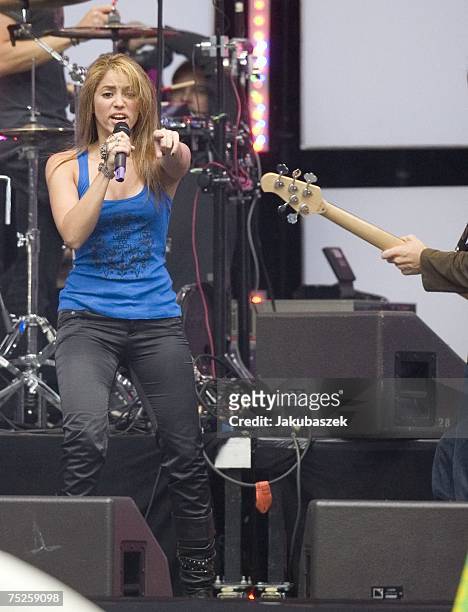 Singer Shakira performs during the Live Earth concert at the HSH Nordbank Arena July 07, 2007 in Hamburg, Germany. Launched by former US Vice...