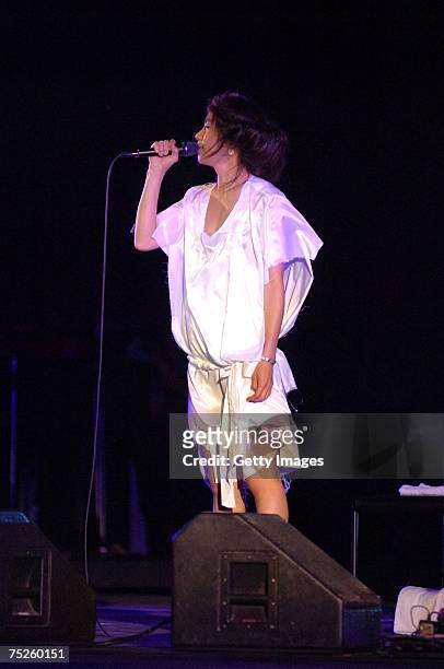 Performs on stage at the Kyoto leg of the Live Earth series of concerts, at the To-Ji Buddhist Temple on July 7, 2007 in Kyoto, Japan. Founded by...