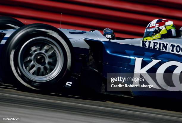 Dario Franchitti of Great Britain drives of the Team KOOL Green Reynard 02i Honda HRK during practice for the Championship Auto Racing Teams 2002...