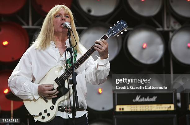 Michael McKean of spoof American heavy metal band Spinal Tap performs on stage during the Live Earth concert held at Wembley Stadium on July 7, 2007...