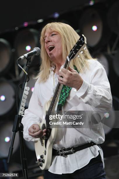 Michael McKean of spoof American heavy metal band Spinal Tap performs on stage during the Live Earth concert held at Wembley Stadium on July 7, 2007...