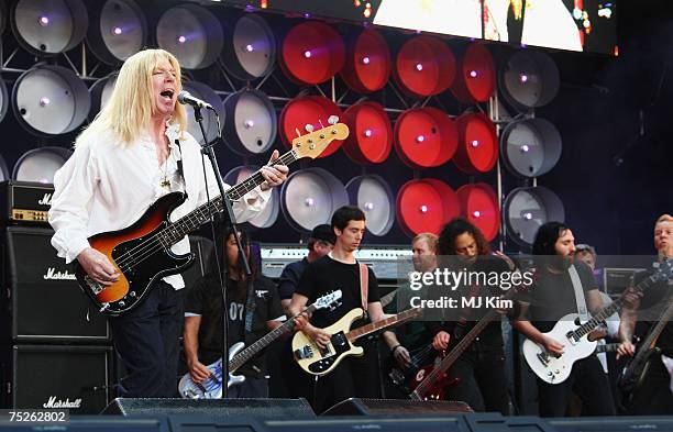 Michael McKean of spoof American heavy metal band Spinal Tap performs on stage during the Live Earth concert held at Wembley Stadium on July 7, 2007...