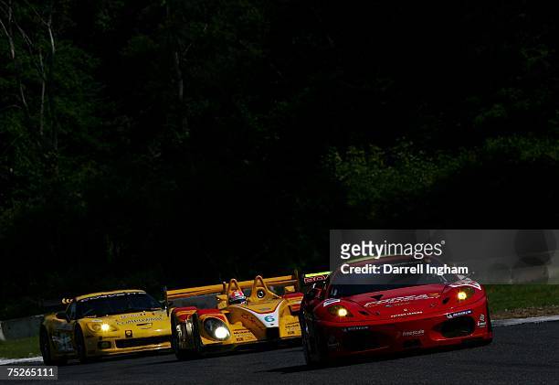 Mika Salo drives the Risi Competizione Ferrari 430 GT2 during the American Le Mans Series Northeast Grand Prix on July 7, 2007 at Lime Rock Park in...