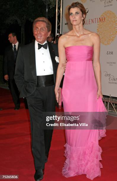 Valentino and Rosario Nadal arrive at the post haute couture show gala dinner and ball in the Parco dei Daini at the Villa Borghese on July 7, 2007...