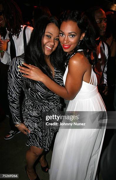 Angela Beyince and Solange Knowles attend Solange Knowles 21st Birthday Party at Generations Hall on July 6, 2007 in New Orleans, Louisiana.