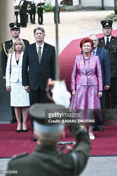 First lady Lilita Zatlere, Latvia's new President Valdis Zatlers, outgoing Latvia's President Vaira Vike-Freiberga and former First gentleman Imants...