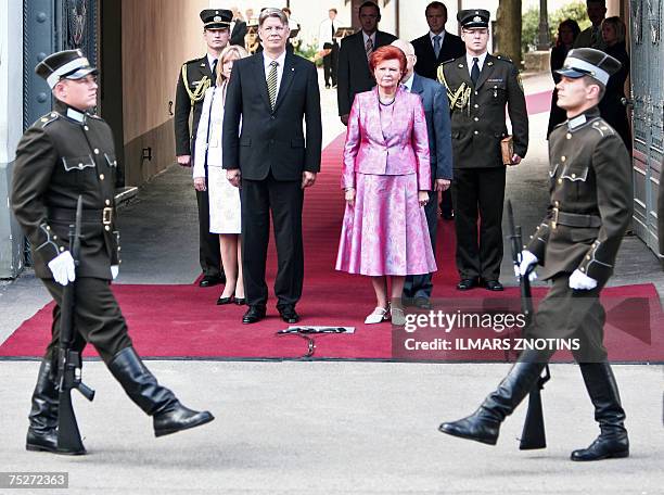 First lady Lilita Zatlere, Latvia's new President Valdis Zatlers, outgoing Latvia's President Vaira Vike-Freiberga and former First gentleman Imants...