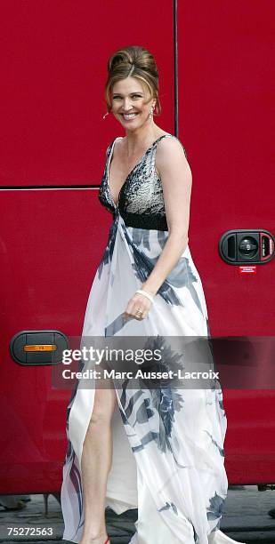 Brenda Strong leaves Saint Germain L'Auxerrois church after Tony Parker and Eva Longoria's wedding, on July 7 in Paris, France.