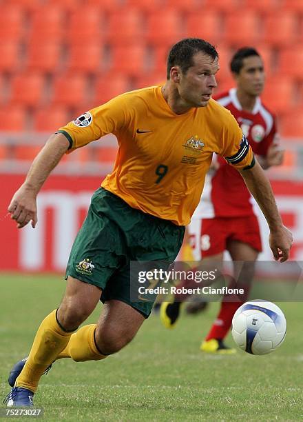 Mark Viduka of Australia in action the AFC Asian Cup 2007 group A match between Australia and Oman at the Rajamangala Nation Stadium on July 8, 2007...