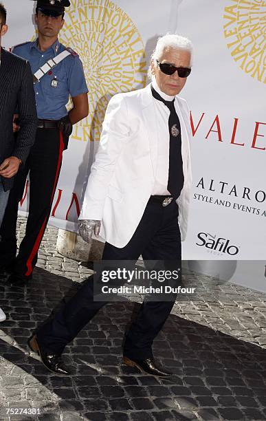 Karl Lagerfeld attends the Valentino - Fall/Winter Haute Couture Fashion Show at the Santo Spirito in Sassia complex on July 7, 2007 in Rome, Italy....